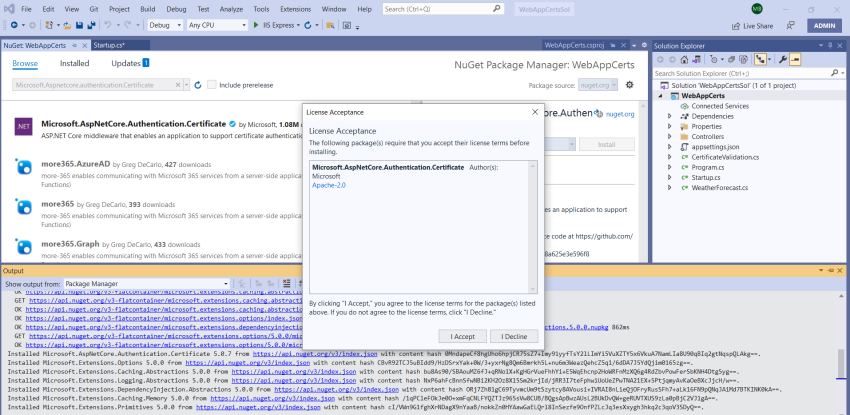 Using Certificates for API authentication in .NET 5